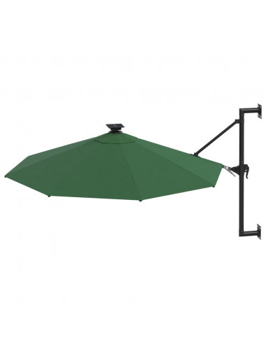 Ombrellone a Muro con LED e Palo in Metallo 300 cm Verde