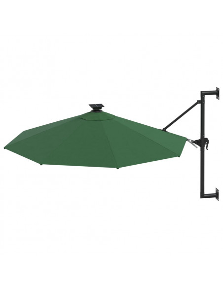 Ombrellone a Muro con LED e Palo in Metallo 300 cm Verde