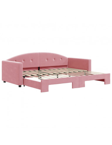 Divano Letto con Letto Estraibile Rosa 90x200 cm in Velluto