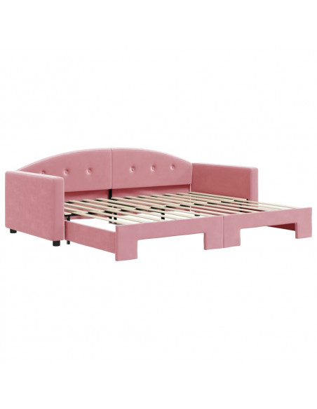 Divano Letto con Letto Estraibile Rosa 90x200 cm in Velluto