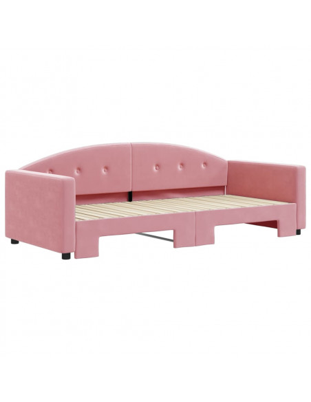 Divano Letto con Letto Estraibile Rosa 90x200 cm in Velluto