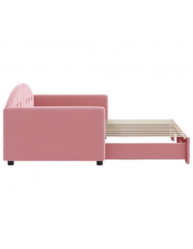 Divano Letto con Letto Estraibile Rosa 90x200 cm in Velluto