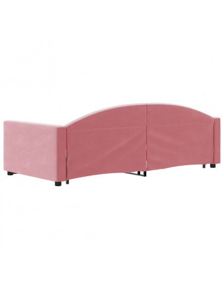 Divano Letto con Letto Estraibile Rosa 90x200 cm in Velluto