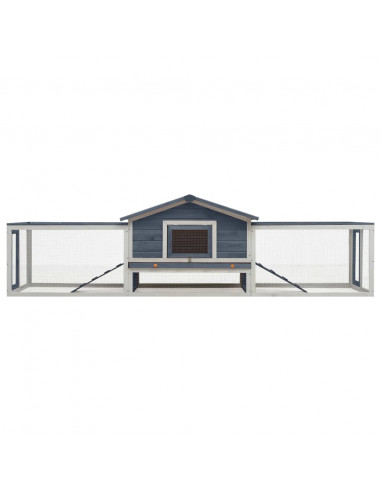 Conigliera Grigia 310x70x87cm in Legno Massello di Pino e Abete