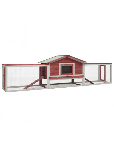 Conigliera Rossa 310x70x87 cm in Legno Massello di Pino e Abete