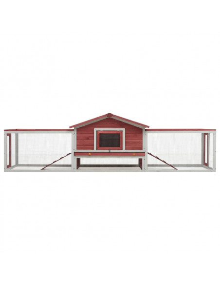 Conigliera Rossa 310x70x87 cm in Legno Massello di Pino e Abete