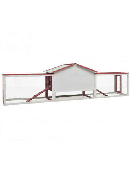 Conigliera Rossa 310x70x87 cm in Legno Massello di Pino e Abete