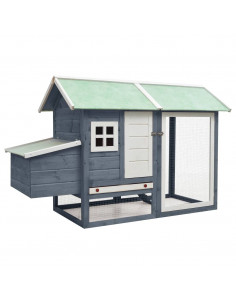 Pollaio Grigio 170x81x110 cm in Legno Massello di Pino e Abete 2