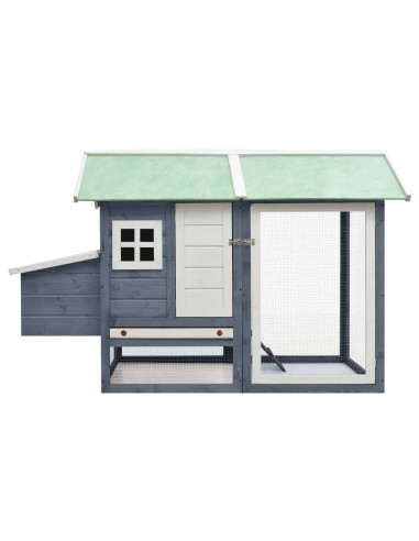 Pollaio Grigio 170x81x110 cm in Legno Massello di Pino e Abete