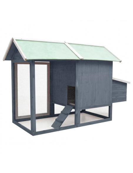 Pollaio Grigio 170x81x110 cm in Legno Massello di Pino e Abete