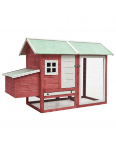 Pollaio Rosso 170x81x110 cm in Legno Massello di Pino e Abete 2