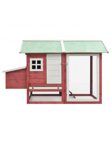 Pollaio Rosso 170x81x110 cm in Legno Massello di Pino e Abete