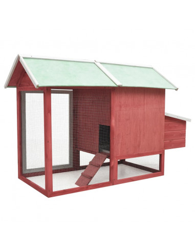 Pollaio Rosso 170x81x110 cm in Legno Massello di Pino e Abete