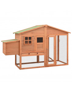 Pollaio con Casetta di Nidificazione in Legno Massello di Abete 2