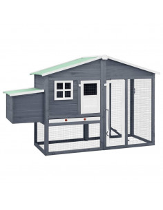 Pollaio con Casetta Nidificazione Grigio Bianco in Legno Abete 2