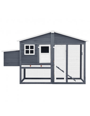 Pollaio con Casetta Nidificazione Grigio Bianco in Legno Abete