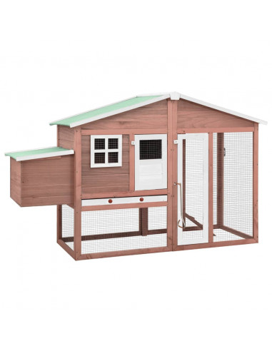 Pollaio con Casetta Nidificazione Mocha e Bianco in Legno Abete