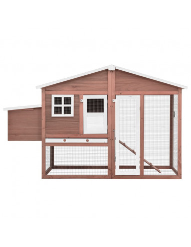 Pollaio con Casetta Nidificazione Mocha e Bianco in Legno Abete