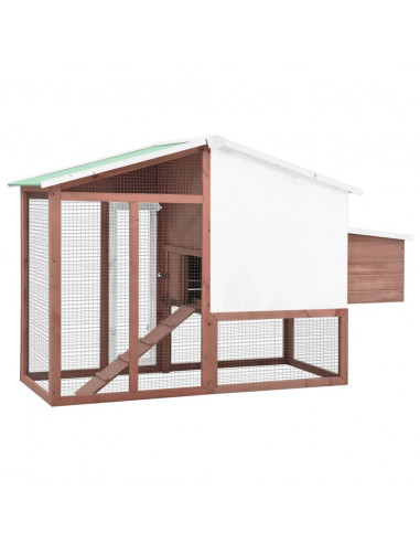 Pollaio con Casetta Nidificazione Mocha e Bianco in Legno Abete