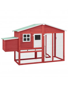 Pollaio con Casetta Nidificazione Rosso e Bianco in Legno Abete 2