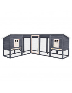 Conigliera per Esterni Grigia e Bianca in Legno di Abete 2