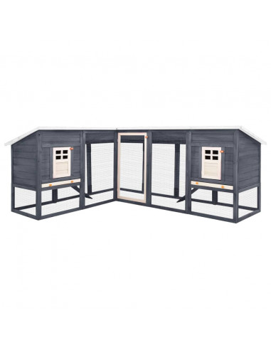 Conigliera per Esterni Grigia e Bianca in Legno di Abete