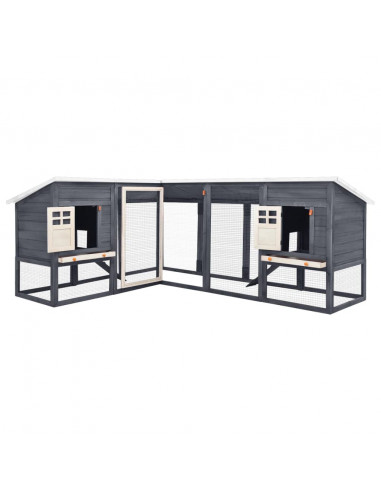 Conigliera per Esterni Grigia e Bianca in Legno di Abete