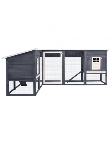 Conigliera per Esterni Grigia e Bianca in Legno di Abete