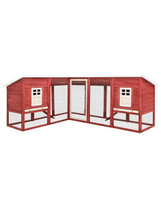 Conigliera per Esterni Grande Rossa e Bianca in Legno di Abete 2