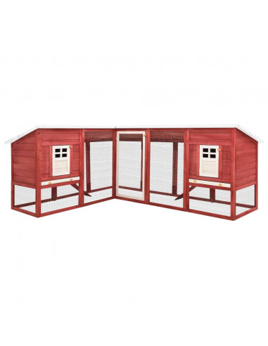 Conigliera per Esterni Grande Rossa e Bianca in Legno di Abete