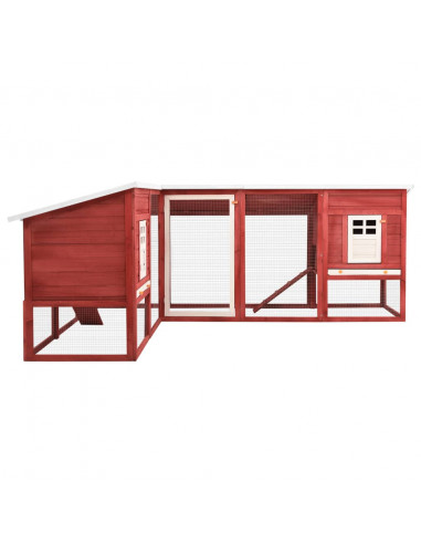 Conigliera per Esterni Grande Rossa e Bianca in Legno di Abete