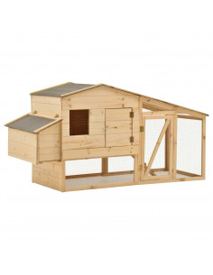 Pollaio in Legno Massello di Pino 178x67x92 cm 2