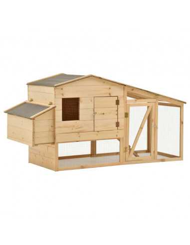 Pollaio in Legno Massello di Pino 178x67x92 cm