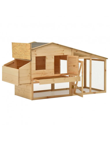 Pollaio in Legno Massello di Pino 178x67x92 cm