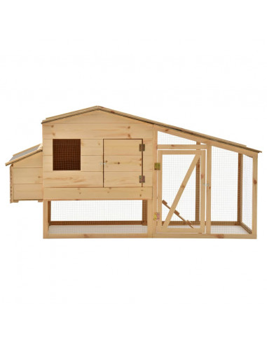 Pollaio in Legno Massello di Pino 178x67x92 cm