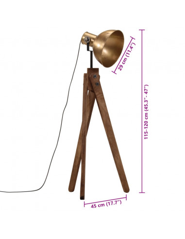 Lampada da Terra 25 W Ottone Anticato 45x45x120 cm E27