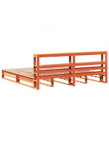 Giroletto con Testiera Marrone Cera 180x200 cm Massello Pino