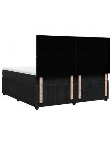 Giroletto a Molle con Materasso Nero 180x200 cm in Velluto