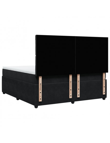 Giroletto a Molle con Materasso Nero 180x200 cm in Velluto