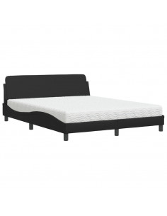 Letto con Materasso Nero 160x200 cm in Similpelle 2