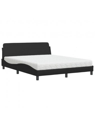 Letto con Materasso Nero 160x200 cm in Similpelle