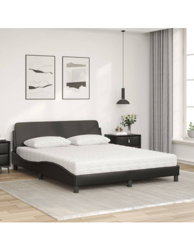 Letto con Materasso Nero 160x200 cm in Similpelle