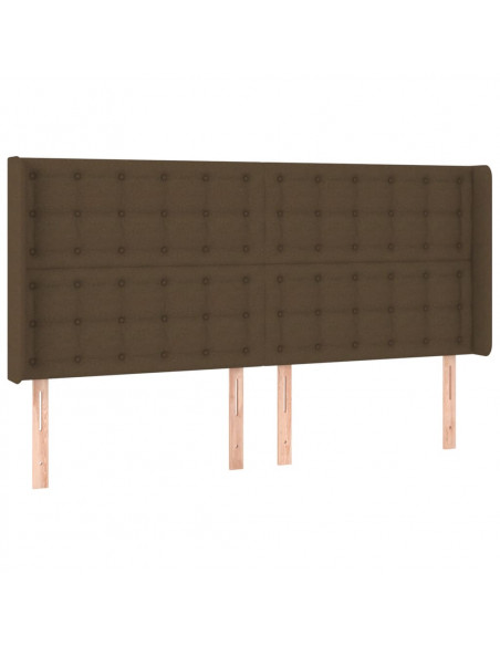 Testiera a LED Marrone Scuro 163x16x118/128 cm in Tessuto