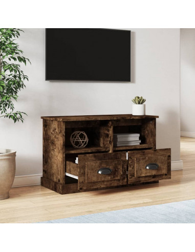 Mobile Porta TV Rovere Fumo 80x35x50 cm in Legno Multistrato