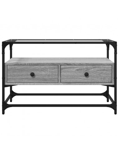 Mobile TV Piano Vetro Grigio Sonoma 80x35x51 Legno Multistrato