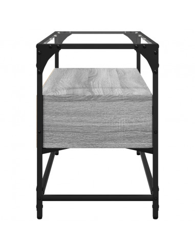 Mobile TV Piano Vetro Grigio Sonoma 80x35x51 Legno Multistrato