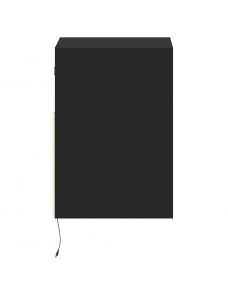 Comodini a Parete con Luci LED 2 pz Neri