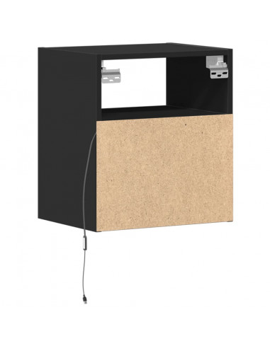 Comodini a Parete con Luci LED 2 pz Neri