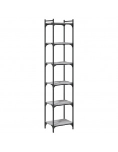 Libreria 6 Ripiani Grigio Sonoma 40x30x188cm Legno Multistrato 2