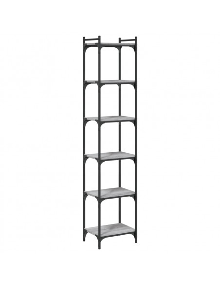 Libreria 6 Ripiani Grigio Sonoma 40x30x188cm Legno Multistrato